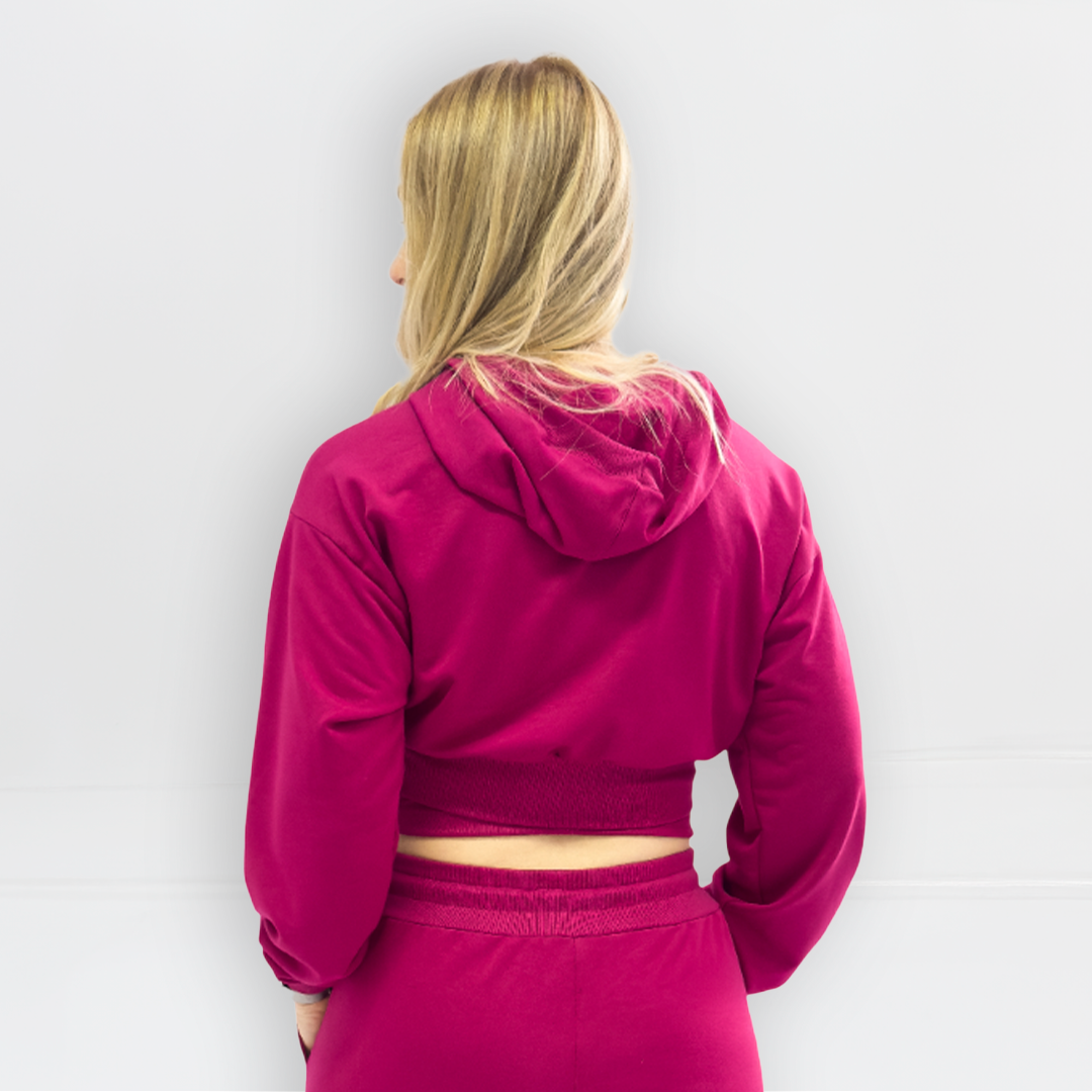 Blusa Cropped de Moletinho com Capuz