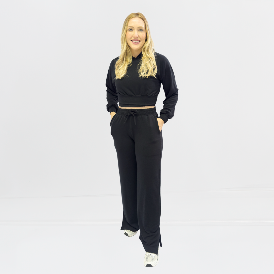 Calça Pantalona de Moletinho com Abertura Lateral